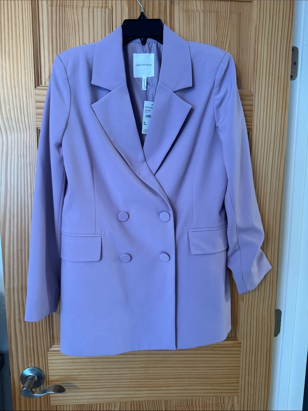 Avec Les Filles Lavender Double-Breasted Blazer